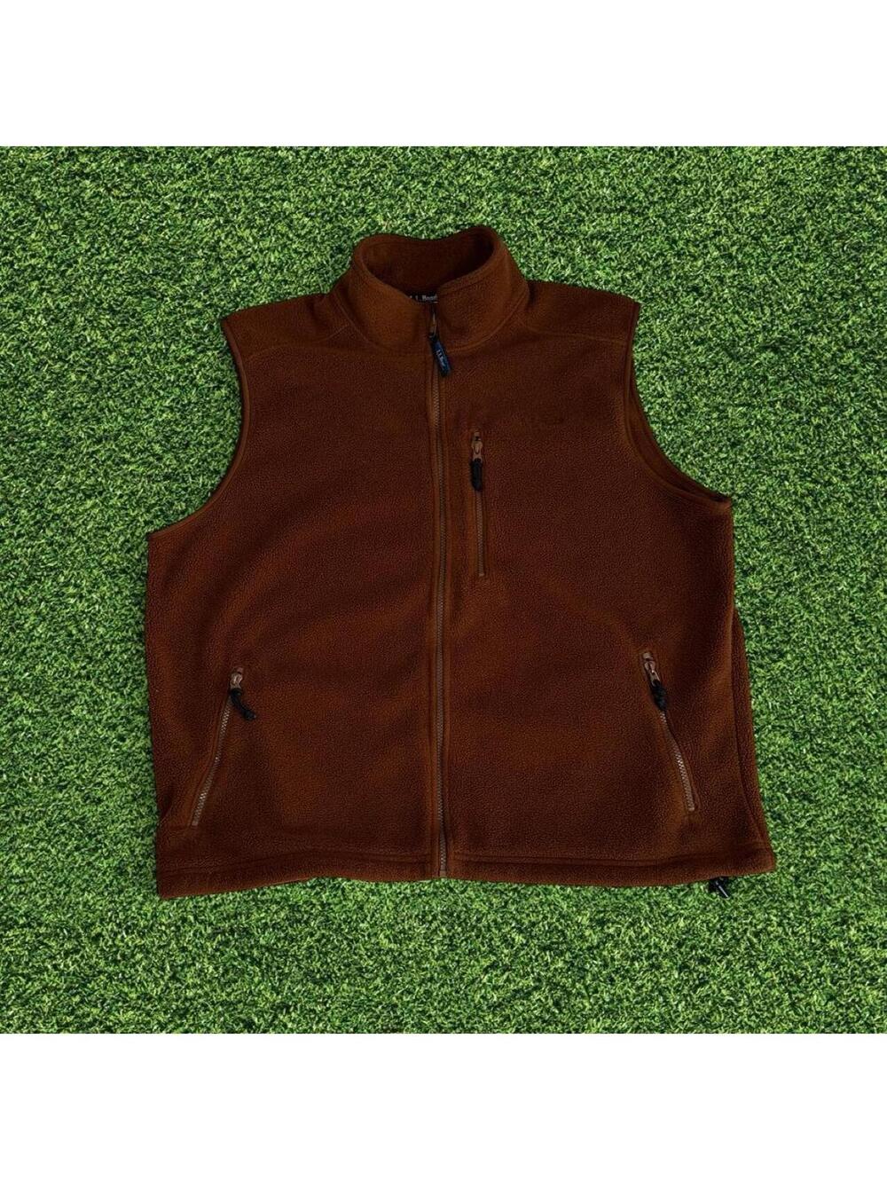 Vintage L.L.Bean Brown Fleece Vest Gilet Fits Size L XL Outdoor